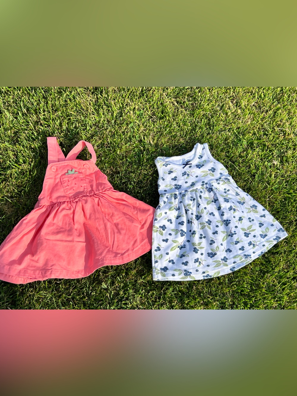 Baby Girls Blueberry Dress & Coral Strawberry Set